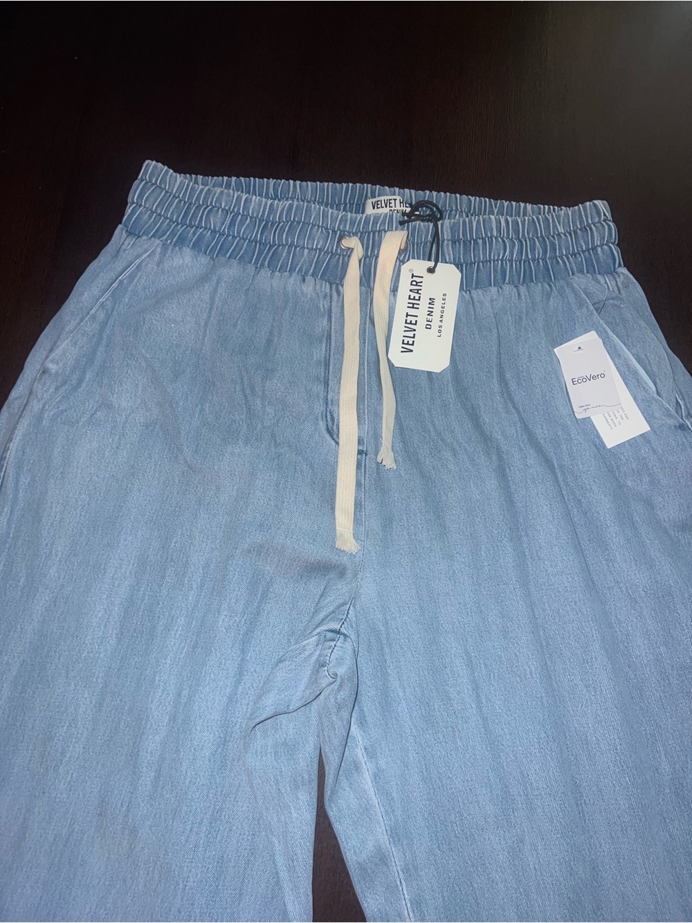 Velvet Heart Plus Size 1X Light Blue Denim Jogger Pants with Drawstring NWT